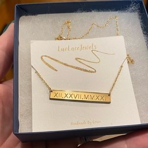 Custom stamped gold filled bar necklace